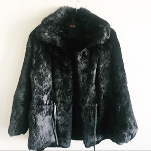 Vintage Black Rabbit Fur Jacket -Size Large